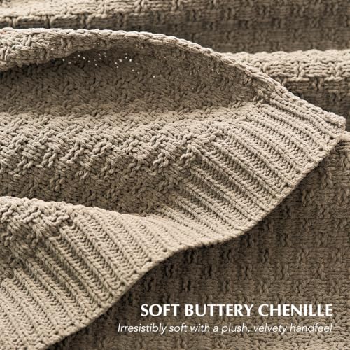 EVERGRACEHOME Chunky Chenille Knit Throw Blanket, Hearth Taupe, 60" x 80" - color: Hearth Taupe, size: 60" x 80"