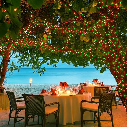 JMEXSUSS 100 LED Connectable Red and Green Christmas Lights with 8 Modes - color: Red Green, size: 100 LED