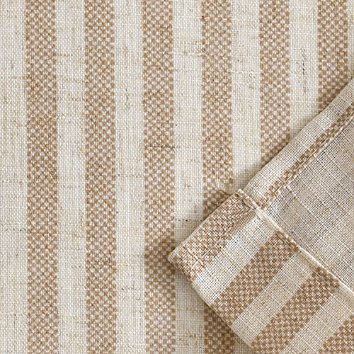 Vangao Taupe Stripe Linen Tiers Curtains 24 Inch Farmhouse 2 Panels - color: Boxter Striped| Taupe on Beige, size: 26"W x 24"L (Pack of 2)