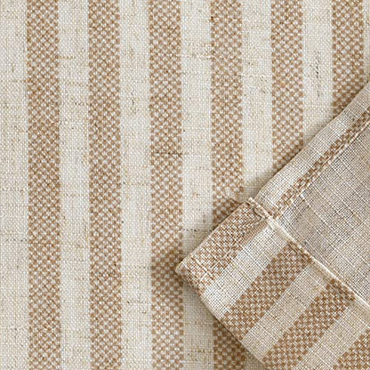 Vangao Taupe Stripe Linen Tiers Curtains 36 Inch Farmhouse 2 Panels - color: Boxter Striped| Taupe on Beige, size: 26"W x 36"L (Pack of 2)