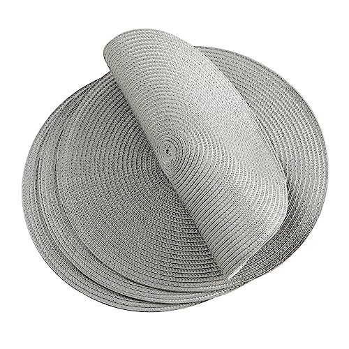 Round Placemats, Crossweave Heat Resistant Classic Woven Round Place Mats Diameter 13.5 inch for Kitchen Table Set of 6 (Light Gray) - color: Light Gray