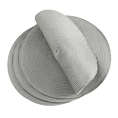Round Placemats, Crossweave Heat Resistant Classic Woven Round Place Mats Diameter 13.5 inch for Kitchen Table Set of 6 (Light Gray) - color: Light Gray
