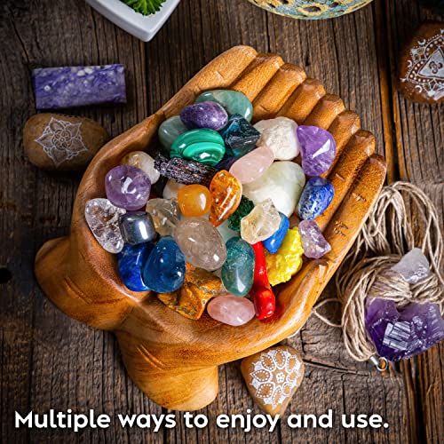 Wooden Hands Bowl, Crystal Display, Rock Display, Natural, Medium - color: Natural, size: M