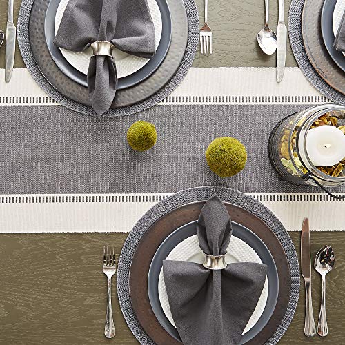 DII Dobby Stripe Table Runner, 13x72, Mineral Gray & Cream Background - color: Mineral Gray, size: 13x72"