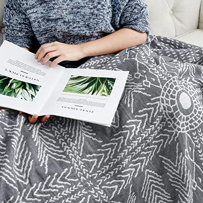 jinchan 100% Cotton Muslin Blanket Twin Boho Throw Blanket 60x80 Gray - color: A. Boho Grey, size: 60"x80"