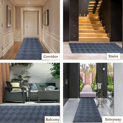Petgrow Hallway Runner Rug 2FTX8FT,Super Skid Resistant TPR Backing - color: Diamond Grey, size: 2FTX8FT
