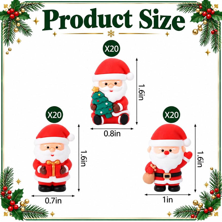 60 Pcs Christmas Mini Santa Figurines, Tiny Santa Claus Statues Ornaments - color: Santa, size: 60 Pcs