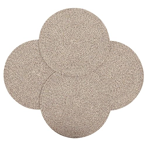 Set of 4 Round Woven Placemats,13.8 inch Plate Chargers Thick Place Mats Cotton Braided Tablemats Rattan Brown Table Mats Weave Placemats for Table Decoration - color: Mixed Brown, size: Round Set of 4