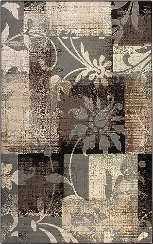 SUPERIOR Indoor Area Rug, Jute Backed, Perfect for Entryway, Office, Living/Dining Room, Bedroom, Kitchen, Floor, Modern Floral Patchwork Decor, Pastiche Collection, 10' x 14', Beige - color: Beige, size: 10' x 14' (Rectangular)