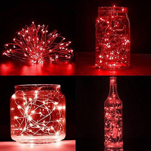 ANJAYLIA Red String Lights, 10Ft/3M 30leds Bright Light Party Home Festival Decorations Battery Operated Lights - color: Red 1 Pack 30 LED
