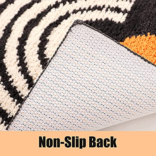 Boho Bathroom Rugs Non-Slip Abstract Bath Rugs Microfiber Cute Mat Black Washable for Tube/Washbasin/Toilet (Black-Music, 16"X24") - color: Black-music, size: 1'4" x 2' (Oblong)