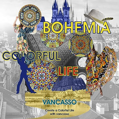 vancasso 32 Oz Pasta Bowls Set of 6, Ceramic Bohemian Soup Salad Bowls - color: Bohemian