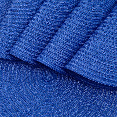 SHACOS Round Placemats Set of 6 Washable 15 inch Round Table Mats Cotton Polyester Woven Braided Place Mats for Dining Table (Blue, 6) - color: Blue, size: Set of 6