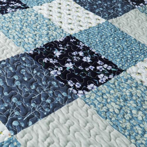 Exclusivo Mezcla 60"x 80" Boho Quilted Throw Blanket, Dark Blue Quilt Throw - color: Bohemian Patchwork Blue, size: 60 x 80 inch