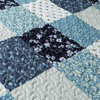 Exclusivo Mezcla 60"x 80" Boho Quilted Throw Blanket, Dark Blue Quilt Throw - color: Bohemian Patchwork Blue, size: 60 x 80 inch