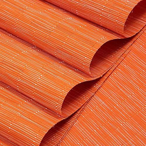 SHACOS Round Table Placemats Set of 4 Wedge Placemats Heat Resistant Woven Vinyl Table Mats for Round Table Wipe Clean (4, Orange) - color: Orange