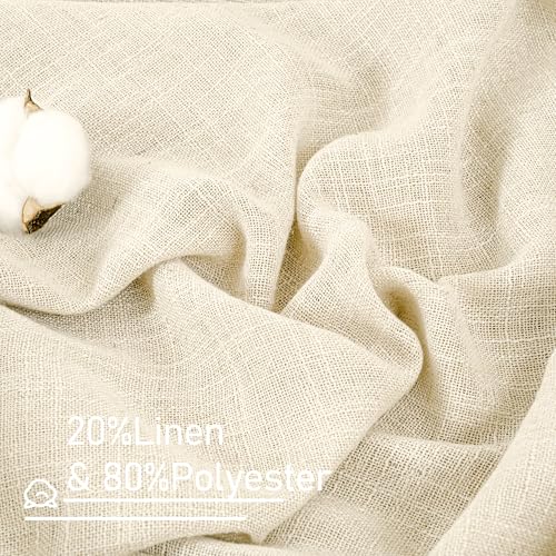 LAMIT Short Linen Window Curtains 30 Inches Long 2 Panels, 34 x 30 Inch - color: Beige, size: 34"W x 30"L (Pack of 2)