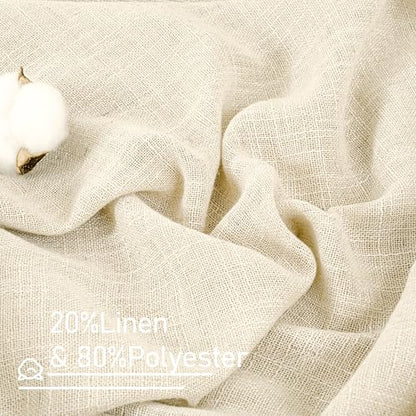 LAMIT Short Linen Window Curtains 30 Inches Long 2 Panels, 34 x 30 Inch - color: Beige, size: 34"W x 30"L (Pack of 2)