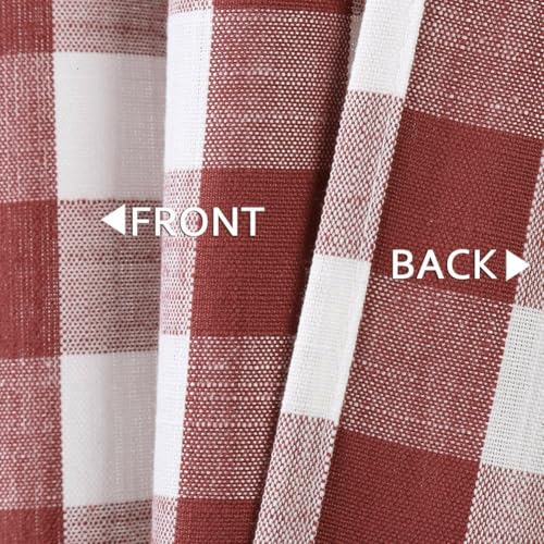 Amzdecor Red White Buffalo Plaid Valance Semi Sheer Cafe Curtain 55"x15" - color: White/Red