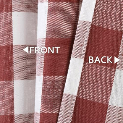 Amzdecor Red White Buffalo Plaid Valance Semi Sheer Cafe Curtain 55"x15" - color: White/Red