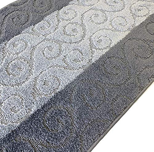 REMNAZ Custom Size Hallway Runner Rug, Scroll Grey, 31 in x 6 ft - color: Scroll / Grey, size: 31 inch Width X 6 Feet Length