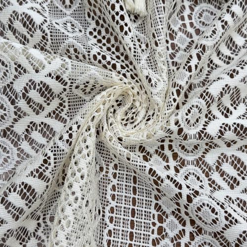 Boho Crochet Lace Sheer Curtain Valance for Window Kitchen Doorway Entryway - size: 43"W x 20"L (Pack of 1)