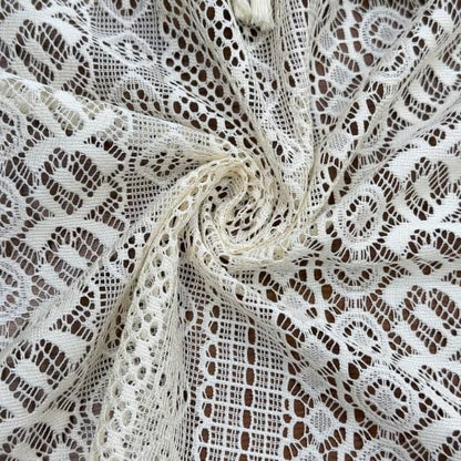 Boho Crochet Lace Sheer Curtain Valance for Window Kitchen Doorway Entryway - size: 43"W x 20"L (Pack of 1)