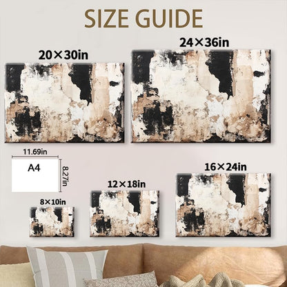 EVERLASTING STROKES Modern Abstract Textured Canvas Wall Art Black Cream Painting for Living Room Bedroom Home Office Decor (001,16 * 24in) - size: 16*24in