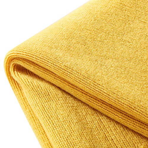 Homiest Yellow Knitted Throw Blanket with Fringe, 50x60 Inch - color: Yellow, size: 50" x 60"
