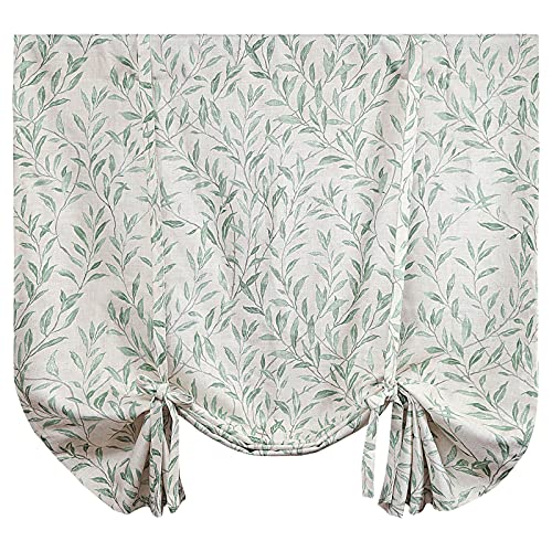 VOGOL Country Leaf Print Balloon Shade, 42 x 63, 1 Panel, Green - color: Green, size: 42"W x 63"L (Pack of 1)