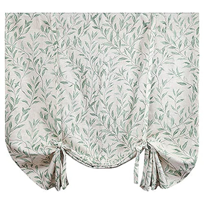 VOGOL Country Leaf Print Balloon Shade, 42 x 63, 1 Panel, Green - color: Green, size: 42"W x 63"L (Pack of 1)