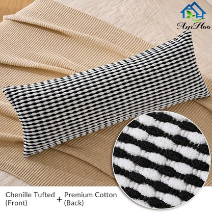 AmHoo Boho Chenille Pillow Cover,14 x 36-Inch Black - color: Black, size: 36" x 14" (Pack of 1)