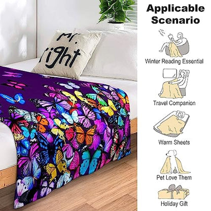 Butterfly Blanket Beautiful Butterfly Throw Blanket Ultra Soft Blankets Lightweight Cozy for Bed Couch Sofa 50"x40" - color: Butterfly 4, size: 50"x40"