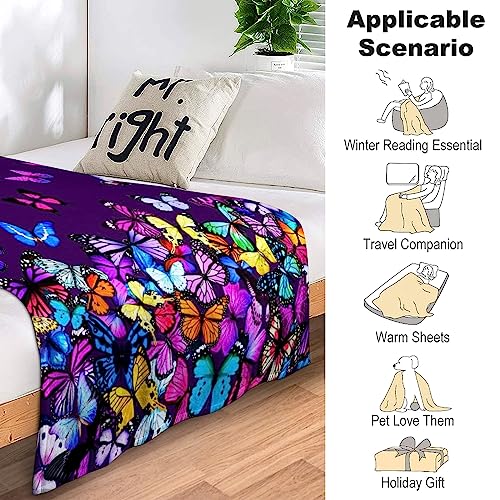Butterfly Blanket Beautiful Butterfly Throw Blanket Ultra Soft Blankets Lightweight Cozy for Bed Couch Sofa 80"x60" - color: Butterfly 4, size: 80"x60"