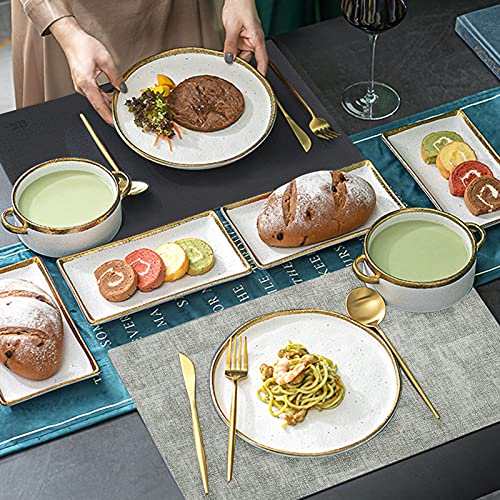 SUEH DESIGN Leather Placemats Table Mats Set of 6, Black & Gray - color: B:black & Gray