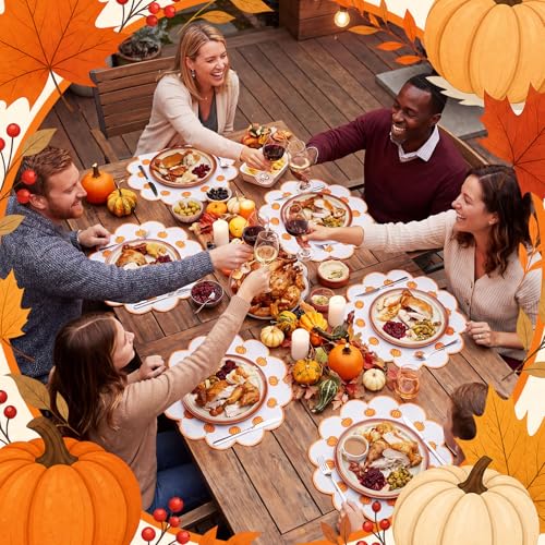 Qinyoung 6 Pcs Fall Pumpkin Placemats Orange Table Placemats, 13.8 inch - size: 13.8 Inches, style: Pumpkin