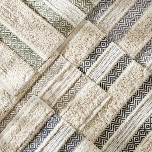 INK+IVY Asher Non-Slip Bath Rug Absorbent Quick Dry Striped, 22 x 58, Navy - color: Navy, size: 1'10" x 4'10" (Rectangular)