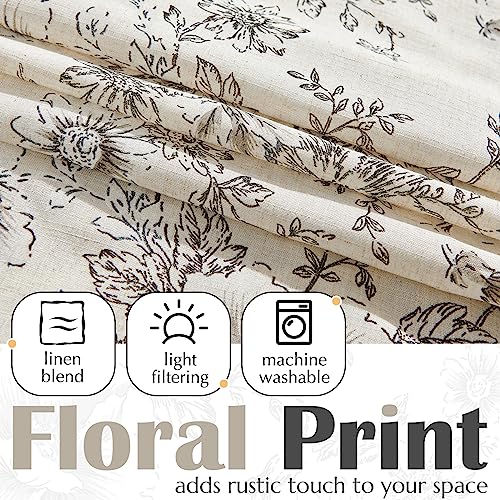 jinchan Floral Linen Kitchen Valance Curtain, 50x18, 1 Panel, Black - color: Flower Black on Beige, size: 50"W x 18"L (Pack of 1)