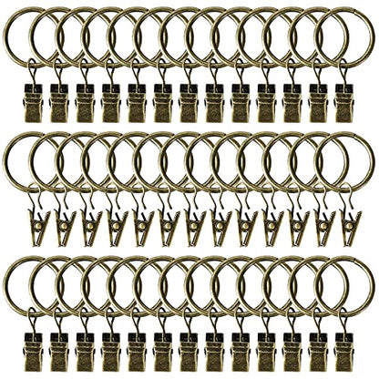 Lansian 44 Pack Curtain Rings with Clips Hooks 1.26 in Diameter Rustproof - color: Antique Brass, size: 1.26"Inner Dia, 44Pack