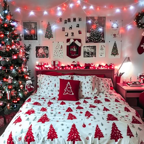 JMEXSUSS163ft 500 LED Red and White Christmas Lights Plug in with 8 Modes - color: Red White, size: 500 LED