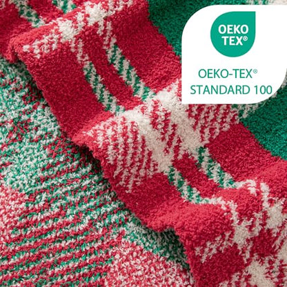Exclusivo Mezcla Reversible Knit Throw Blanket for Couch, Red and Khaki - color: Red and Khaki, size: Throw (50"x60")