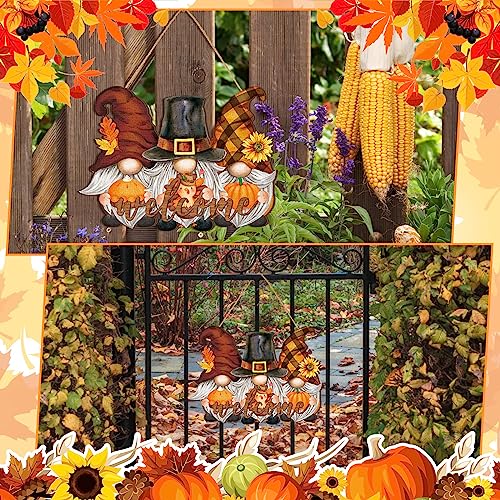 Huwena Fall Decorations for Home, Wooden Gnome Welcome Door Sign Harvest - style: Pumpkin Gnome Style