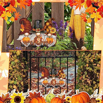 Huwena Fall Decorations for Home, Wooden Gnome Welcome Door Sign Harvest - style: Pumpkin Gnome Style