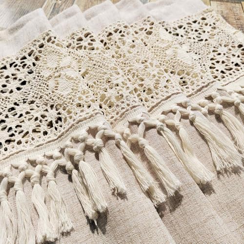 Boho Valances Crochet Tassel Kitchen Cafe Curtains 1PC W59 x L35 - size: 59"W x 35"L (Pack of 1)