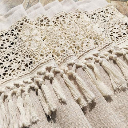 Boho Valances Crochet Tassel Kitchen Cafe Curtains 1PC W59 x L35 - size: 59"W x 35"L (Pack of 1)