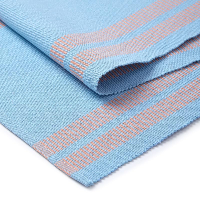 Encasa XO Table Runner, Yarn Dyed Ribbed Cotton 13"x94" - color: Ladder Blue, size: 13x94 in
