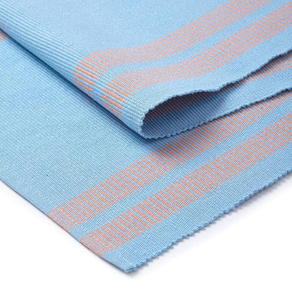 Encasa XO Table Runner, Yarn Dyed Ribbed Cotton 13"x94" - color: Ladder Blue, size: 13x94 in