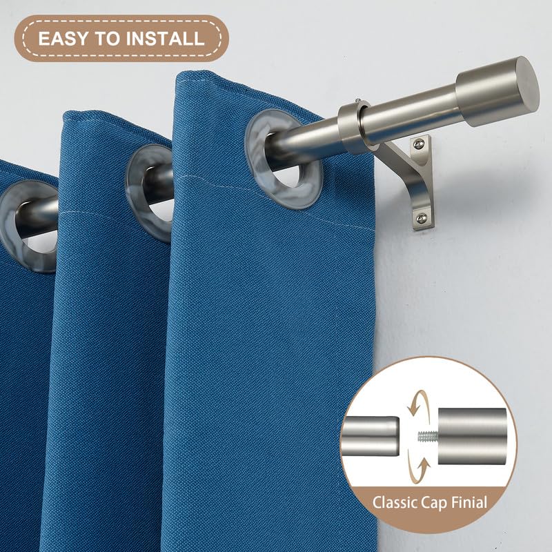 2 Pack Curtain Rods 72 to 144 Inch, Adjustable Window Treatment Rods, 1-Inch Telescoping Drapery Rods with Cap Finials, Brushed Nickel - color: Brushed Nickel 2 Pack, size: 72-144"