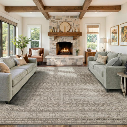 Rugxara 9x12 Extra Large Area Rug,Neutral Vintage Boho Rug for Living Room - color: Apricot, size: 9' x 12' (Rectangular)