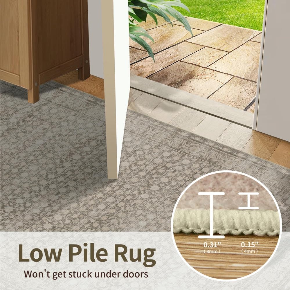 Rugxara Beige Neutral 6x9 Washable Area Rug for Living Room - color: Apricot, size: 6' x 9' (Rectangular)